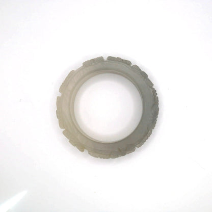 Daisy Bracelet – Carved Mongolian Jade Bangle in Smoky White and Charcoal Tones Miruzi